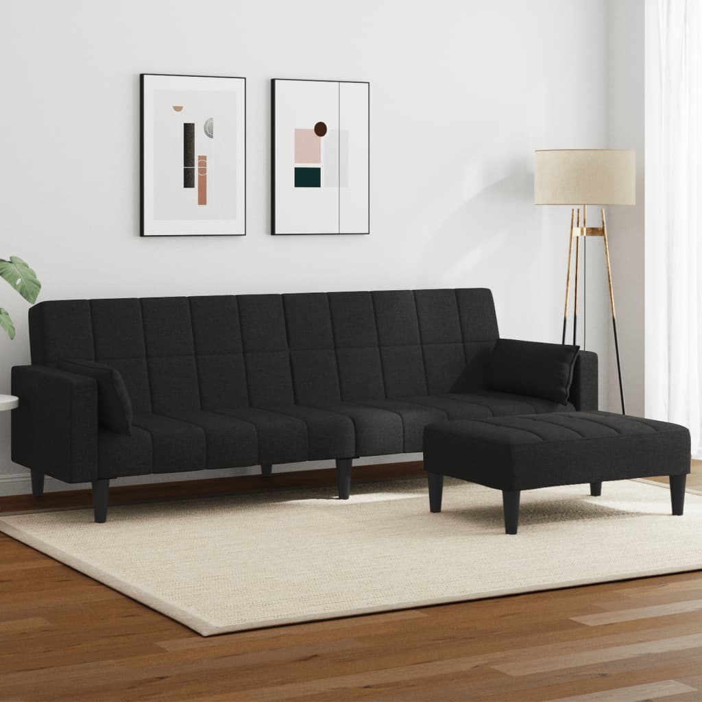 2-Personers Sovesofa Med Fodskammel Stof