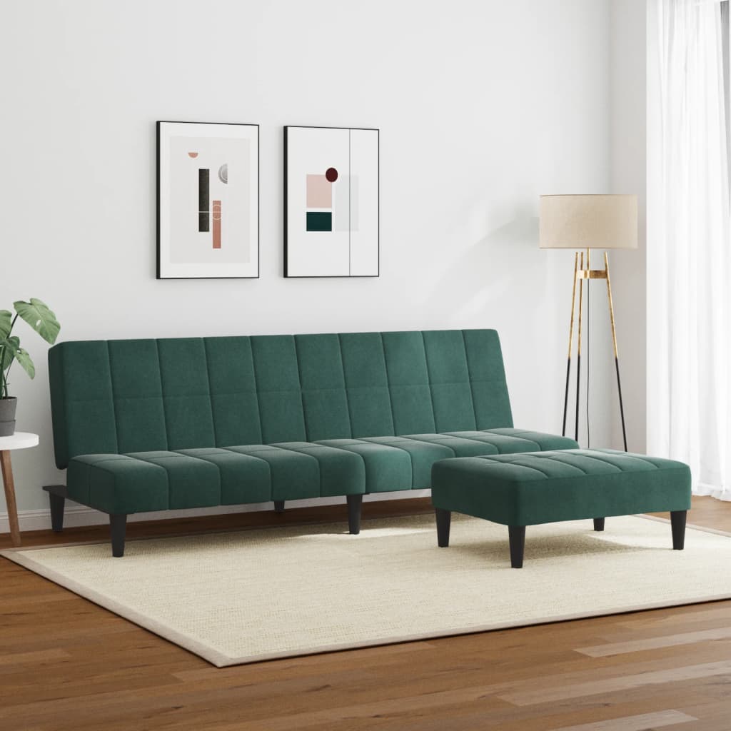 2-Personers Sovesofa Med Fodskammel Velour