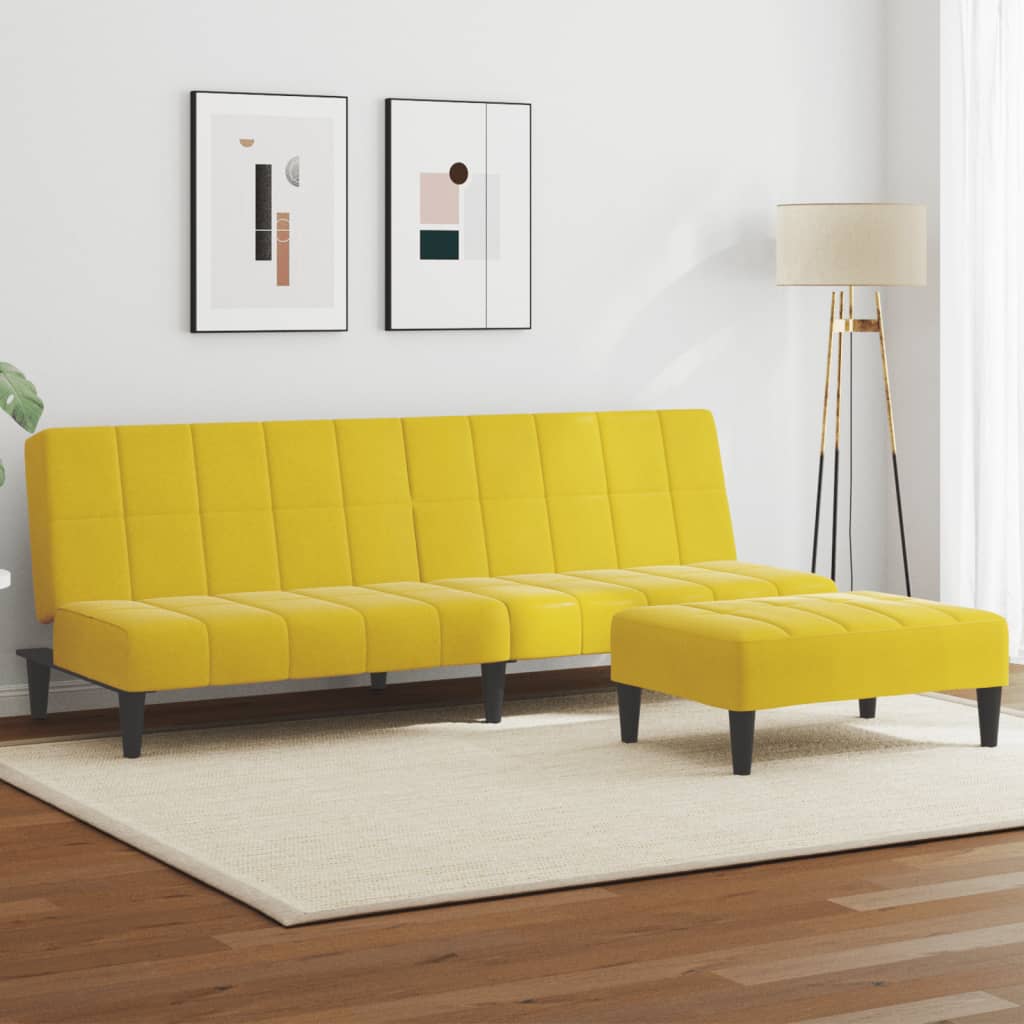 2-Personers Sovesofa Med Fodskammel Velour
