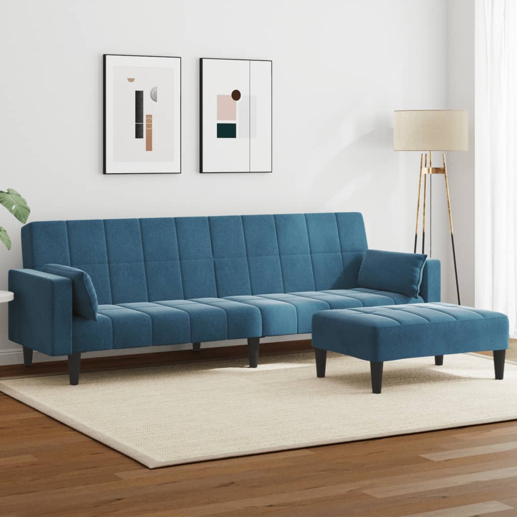 2-Personers Sovesofa Med Fodskammel Velour