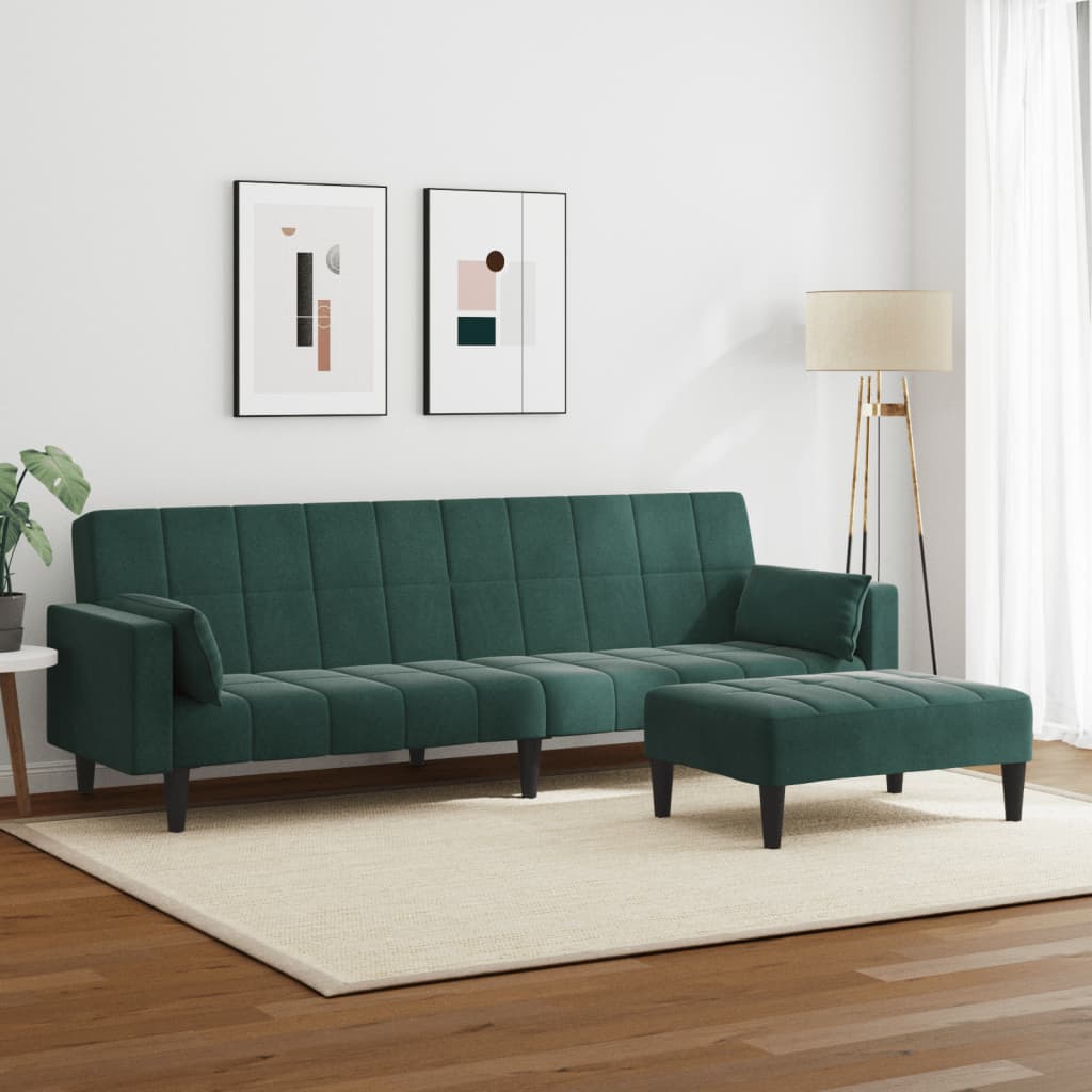 2-Personers Sovesofa Med Fodskammel Velour