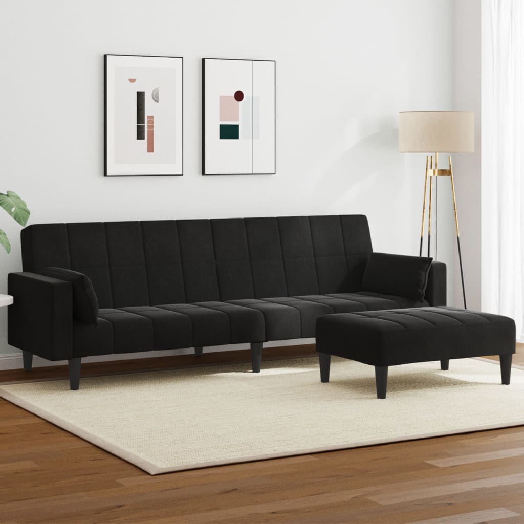 2-Personers Sovesofa Med Fodskammel Velour