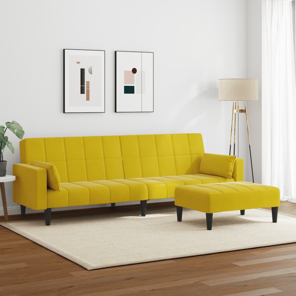 2-Personers Sovesofa Med Fodskammel Velour