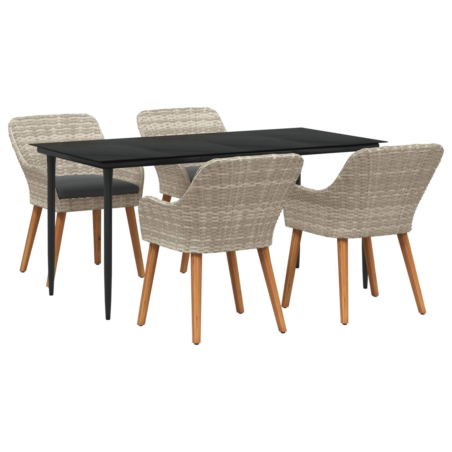 Have Spisebordssæt Med Pude 5 Dele Lysegrå Polyrattan - Variant 3261708