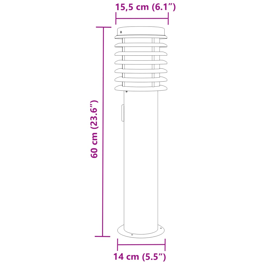 Udendørs Standerlamper 3stk Stikkontakt 60cm Rustfrit Stål Sølv - Billede 7