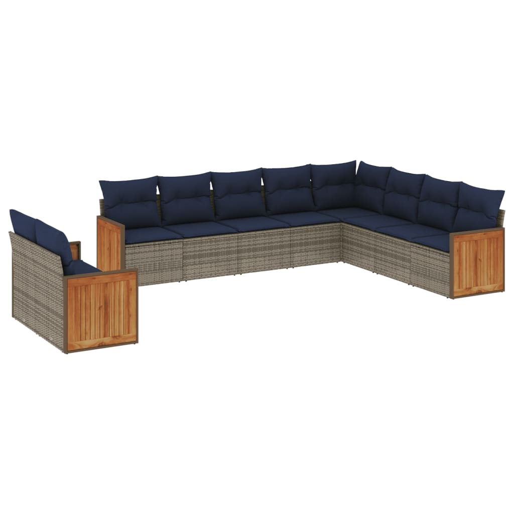 Sofasæt til Haven 10 Dele med Hynder Polyrattan Grå - billede 2