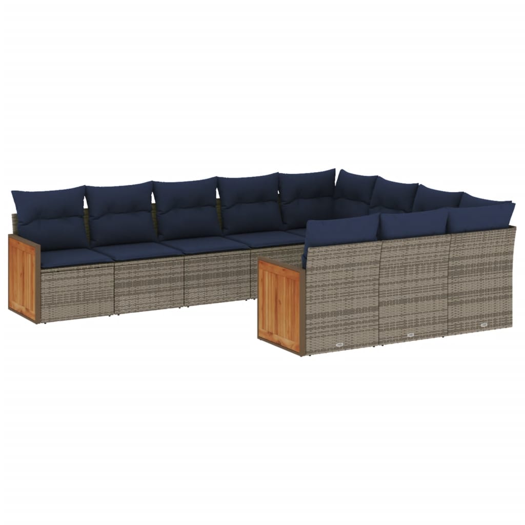 Sofasæt til Haven 10 Dele med Hynder Polyrattan Grå - billede 2