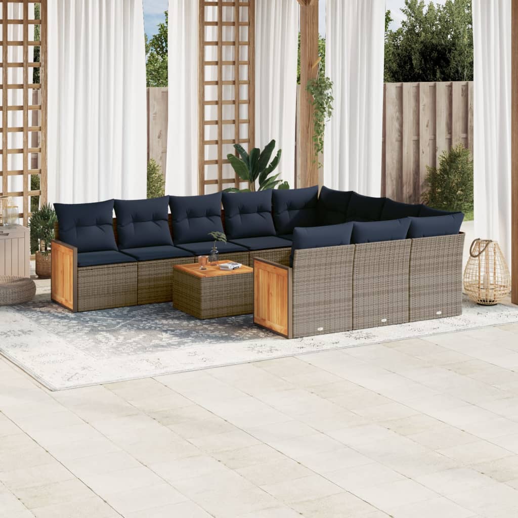 Sofasæt til Haven 10 Dele med Hynder Polyrattan Grå