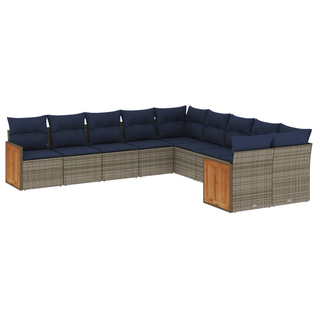 Sofasæt til Haven 10 Dele med Hynder Polyrattan Grå - billede 2