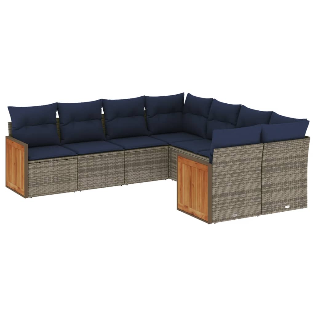 Sofasæt til Haven 8 Dele med Hynder Polyrattan Grå - billede 2