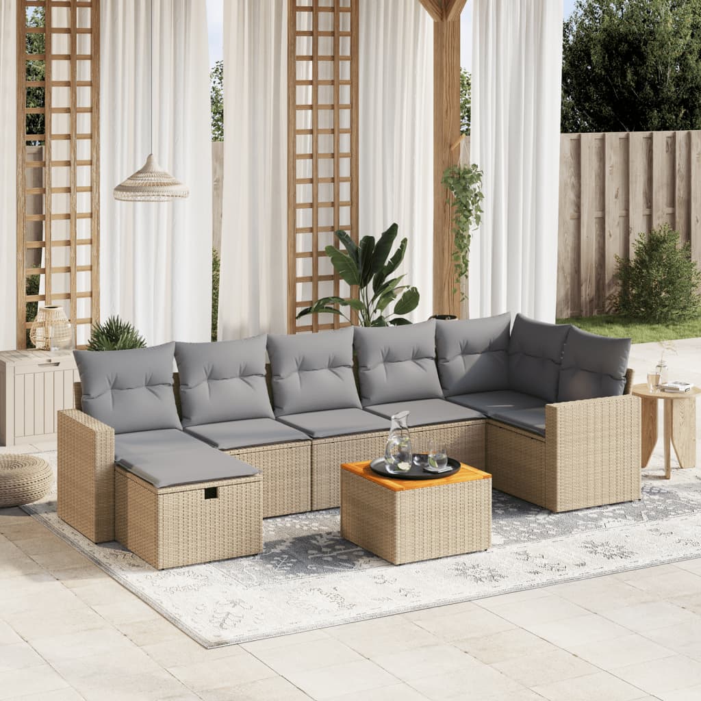 Havesofasæt 8 Dele Med Hynder Polyrattan - Variant 3264846