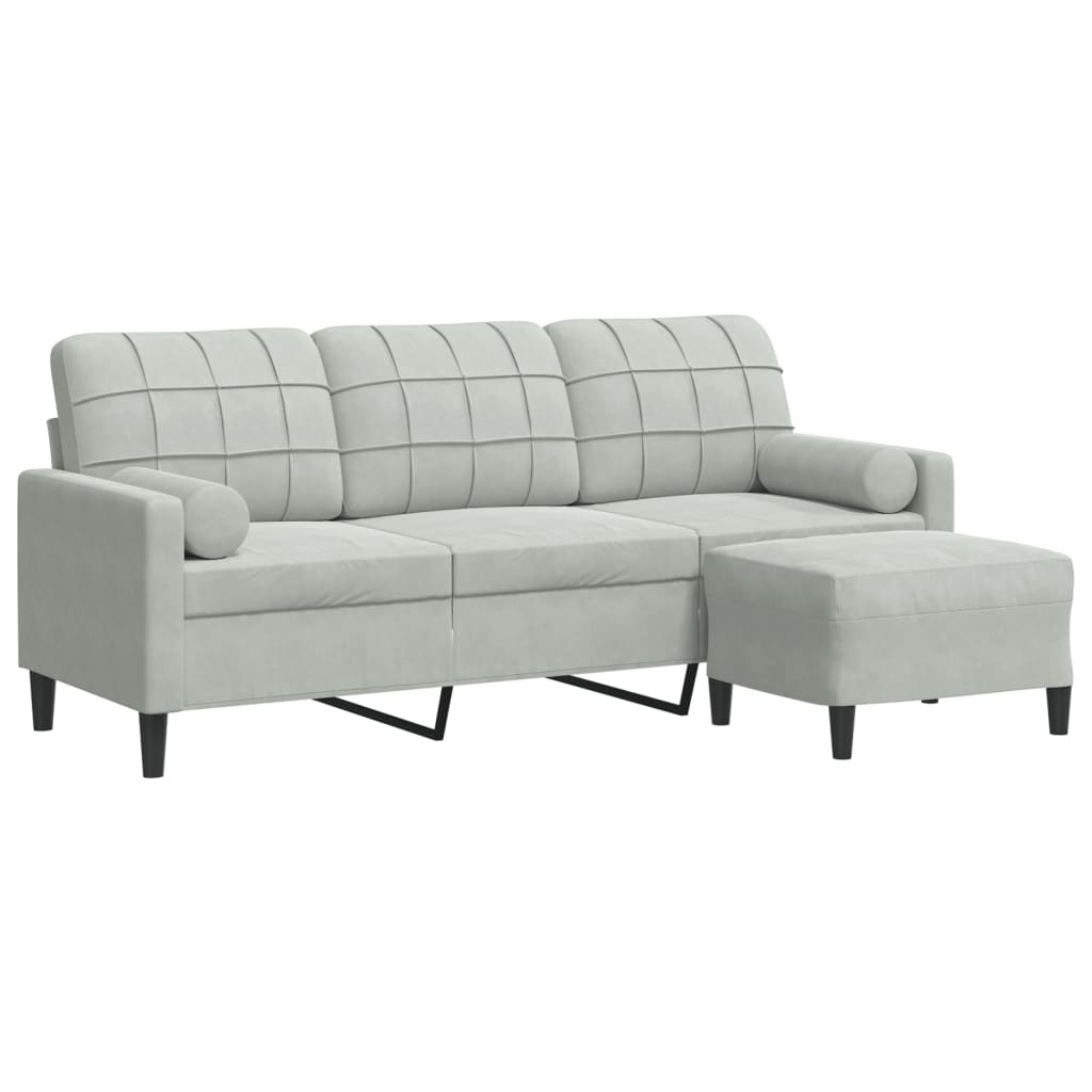 3-Personers Sofa Med Fodskammel Velour