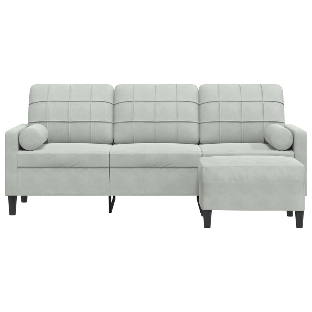 3-Personers Sofa Med Fodskammel Velour