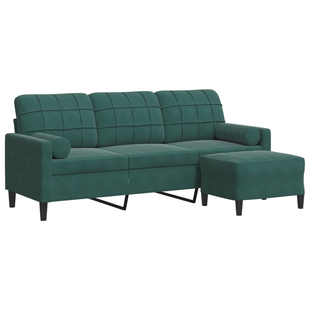 3-Personers Sofa Med Fodskammel Velour