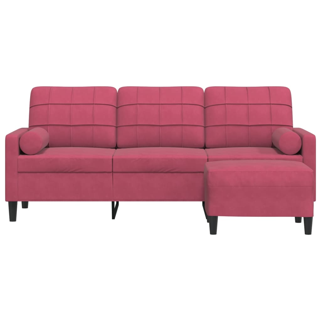3-Personers Sofa Med Fodskammel Velour