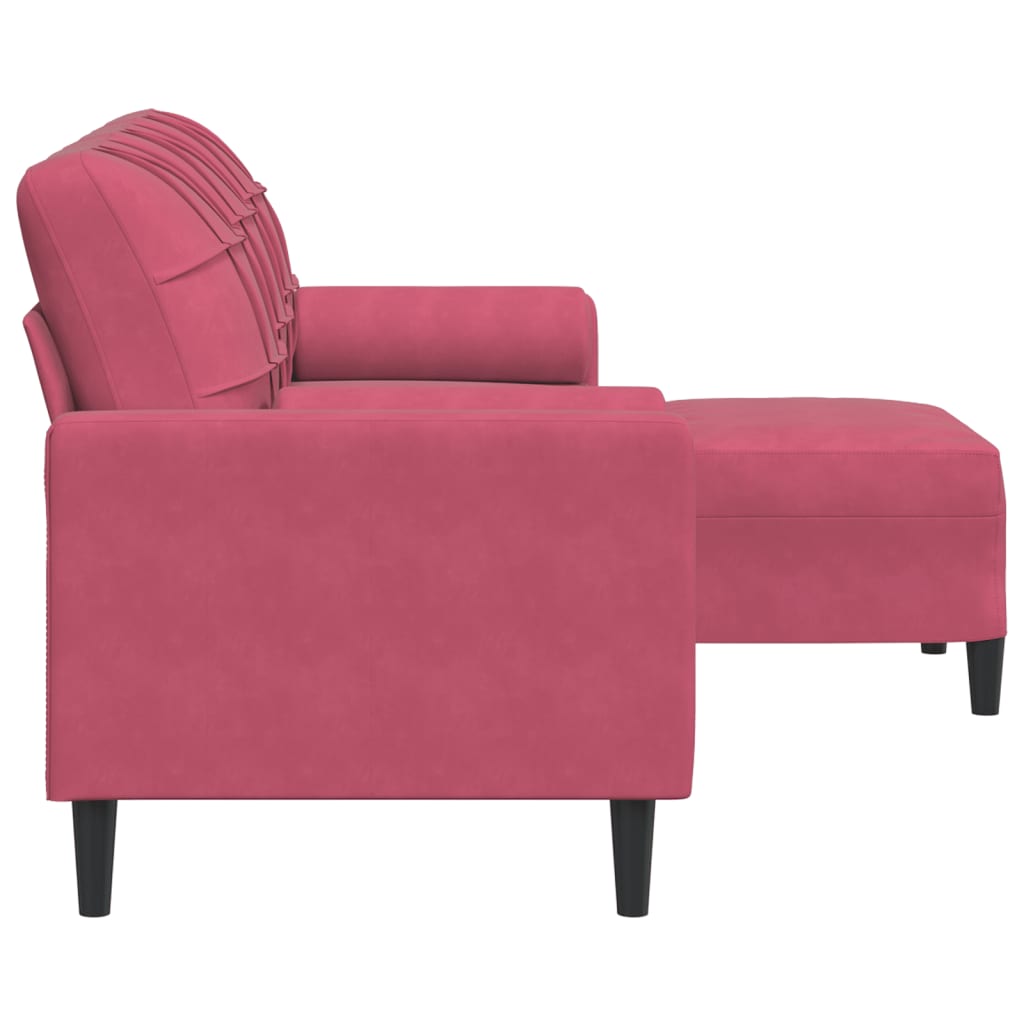 3-Personers Sofa Med Fodskammel Velour