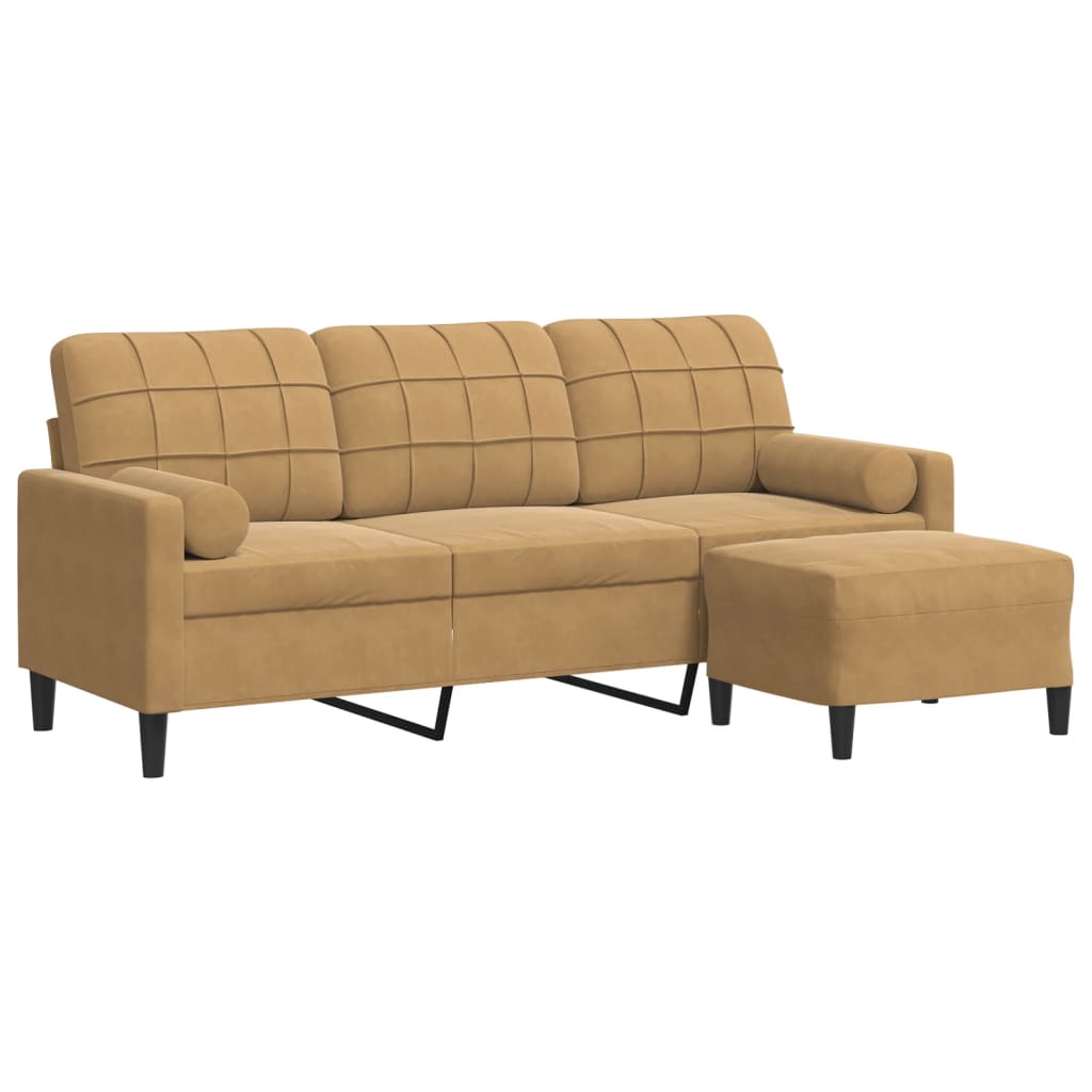 3-Personers Sofa Med Fodskammel Velour