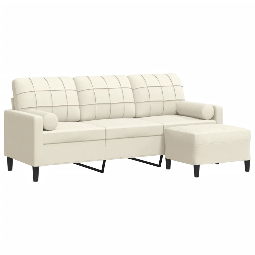 3-Personers Sofa Med Fodskammel Velour