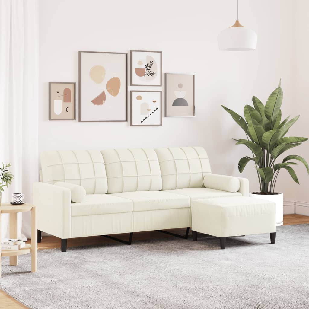 3-Personers Sofa Med Fodskammel Velour