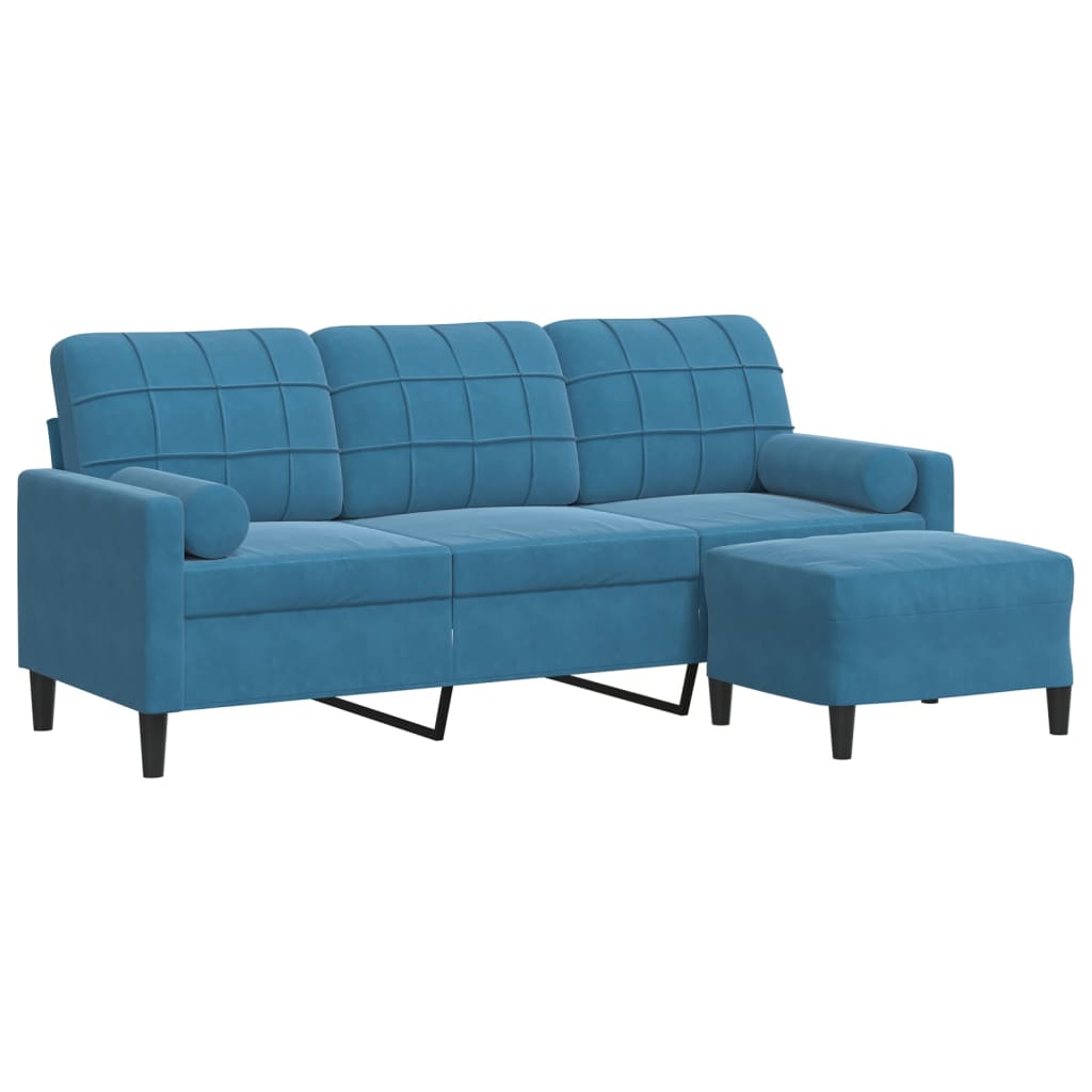 3-Personers Sofa Med Fodskammel Velour