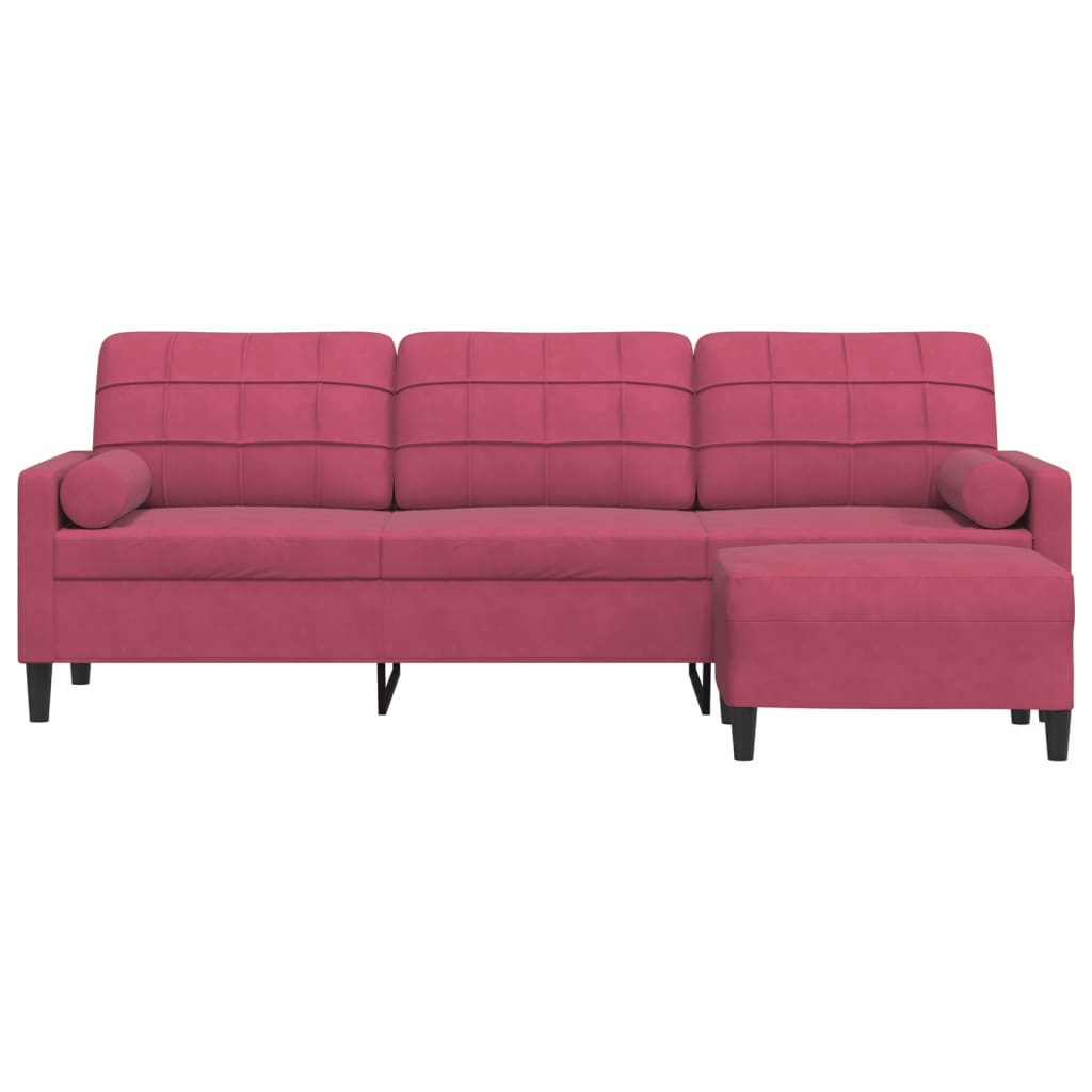 3-Personers Sofa Med Fodskammel Velour