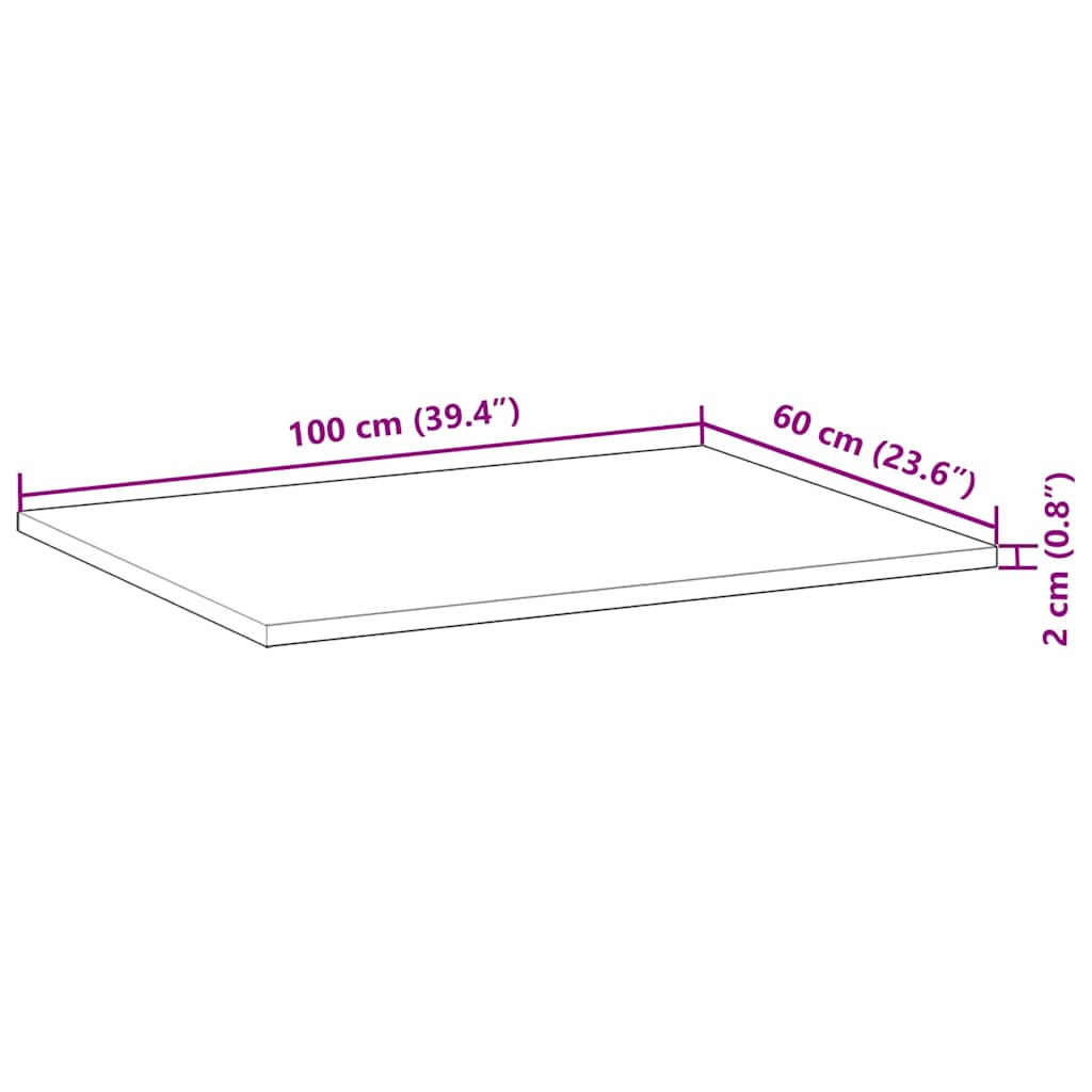 Bordplade 100x60x2 Cm Rektangulær Massivt Akacietræ - Billede 10