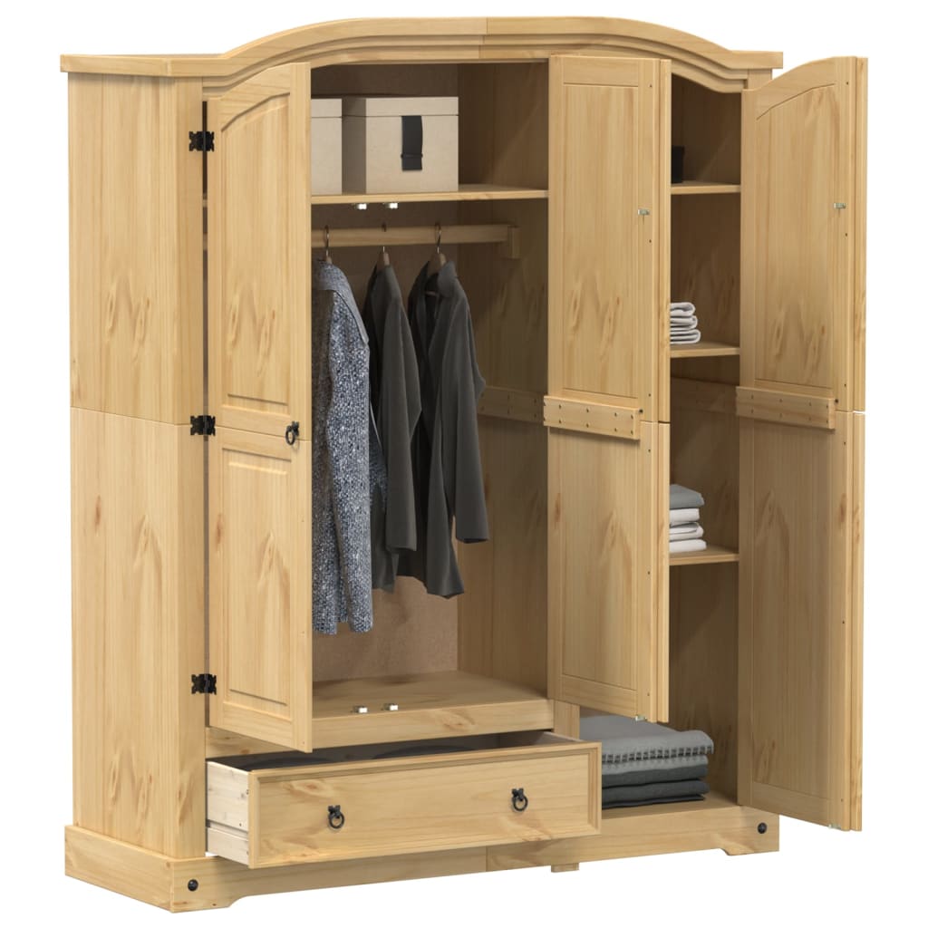 Klædeskab Corona 151,5x52x186 Cm Massivt Fyrretræ - Billede 3