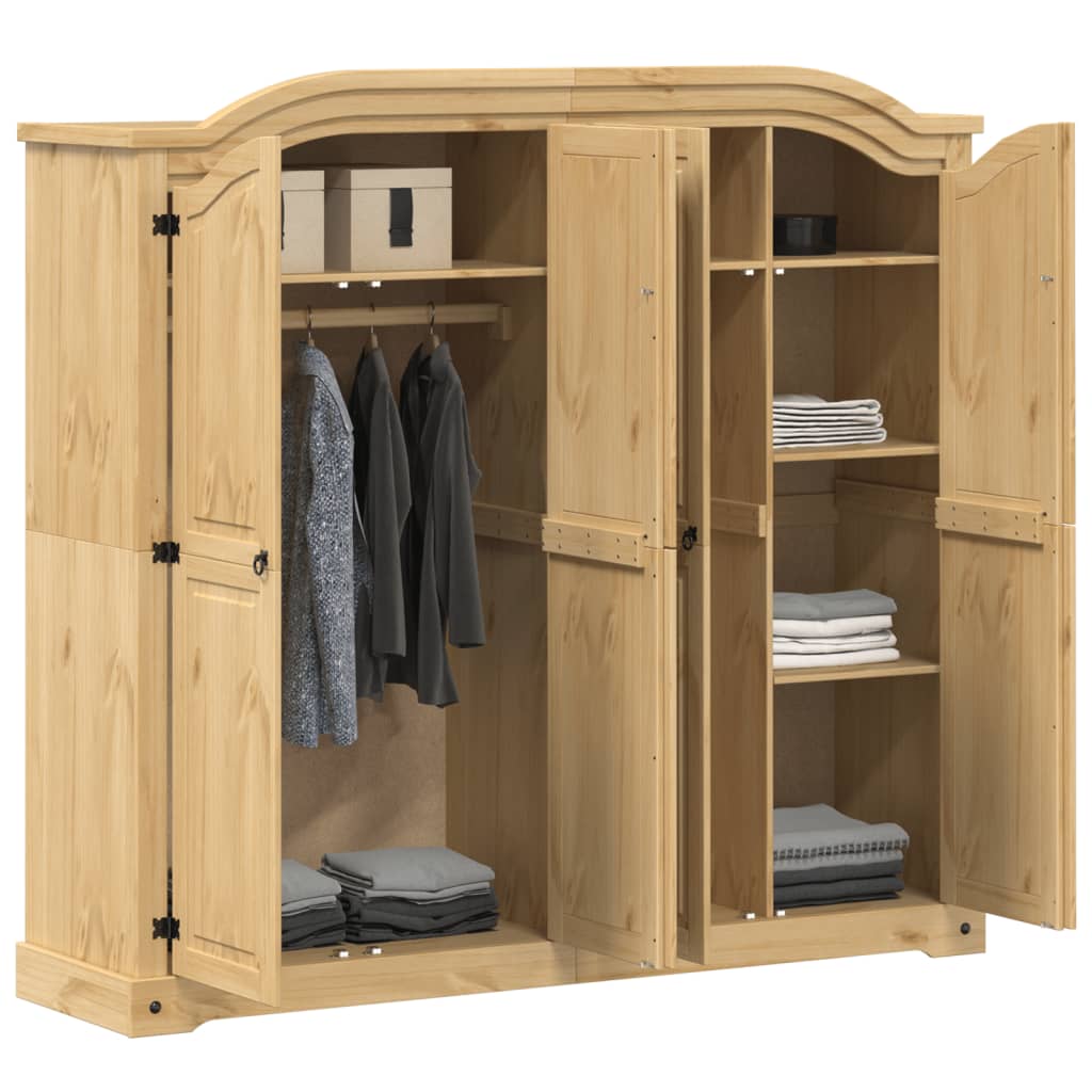 Klædeskab Corona 194x52x186 Cm Massivt Fyrretræ - Billede 3