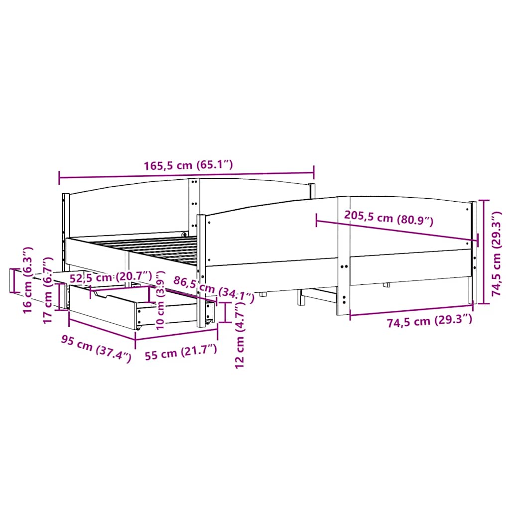 Sengeramme Uden Madras 160x200 Cm Massivt Fyrretræ Gyldenbrun - Billede 12