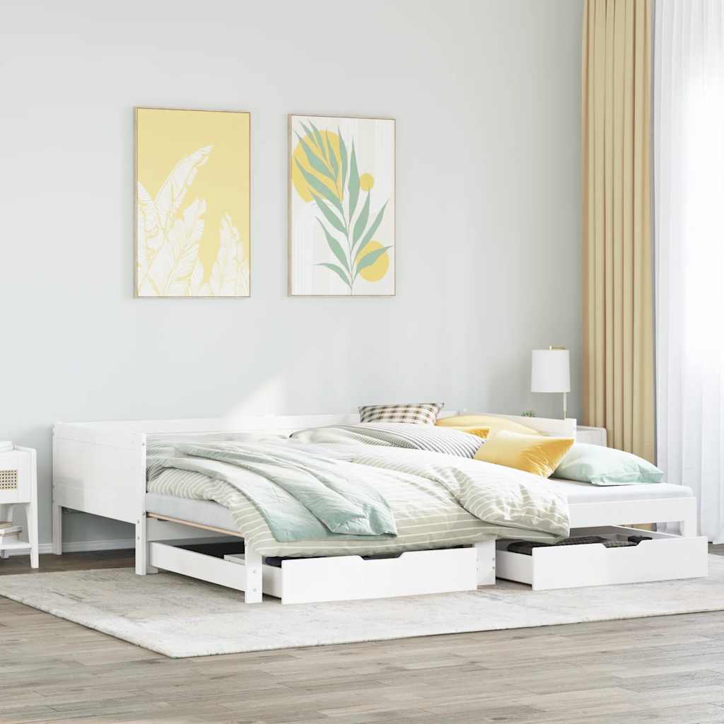 Daybed med Udtræk og Skuffer Uden Madras