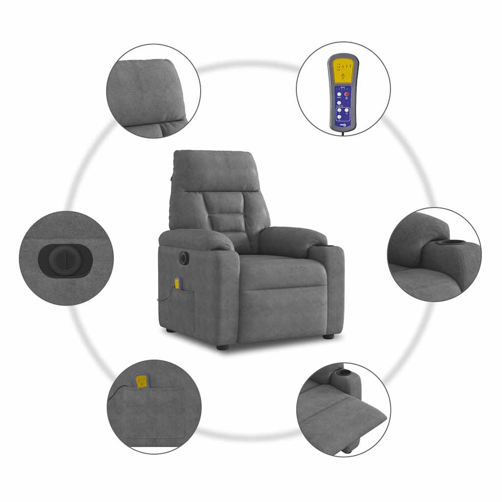 Massagestol Mikrofiberstof Mørkegrå