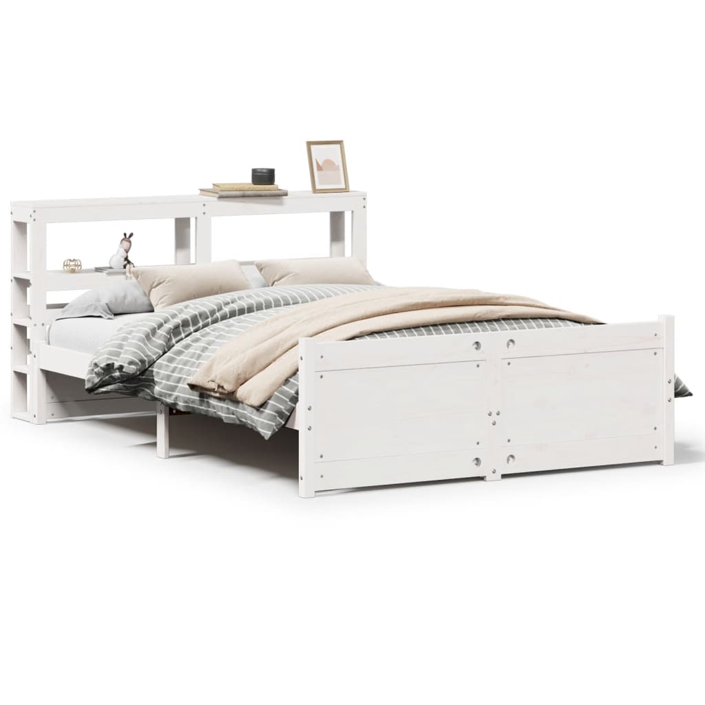 Sengeramme Med Sengegavl 120x190 Cm Massivt Fyrretræ Hvid - Billede 2
