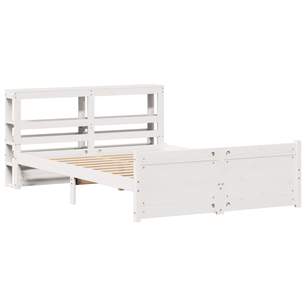 Sengeramme Med Sengegavl 120x190 Cm Massivt Fyrretræ Hvid - Billede 3
