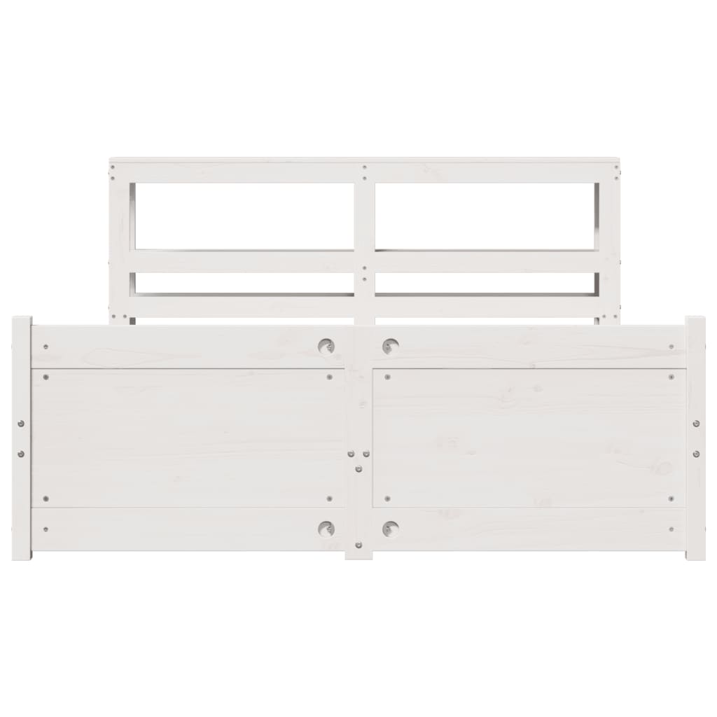 Sengeramme Med Sengegavl 120x190 Cm Massivt Fyrretræ Hvid - Billede 4