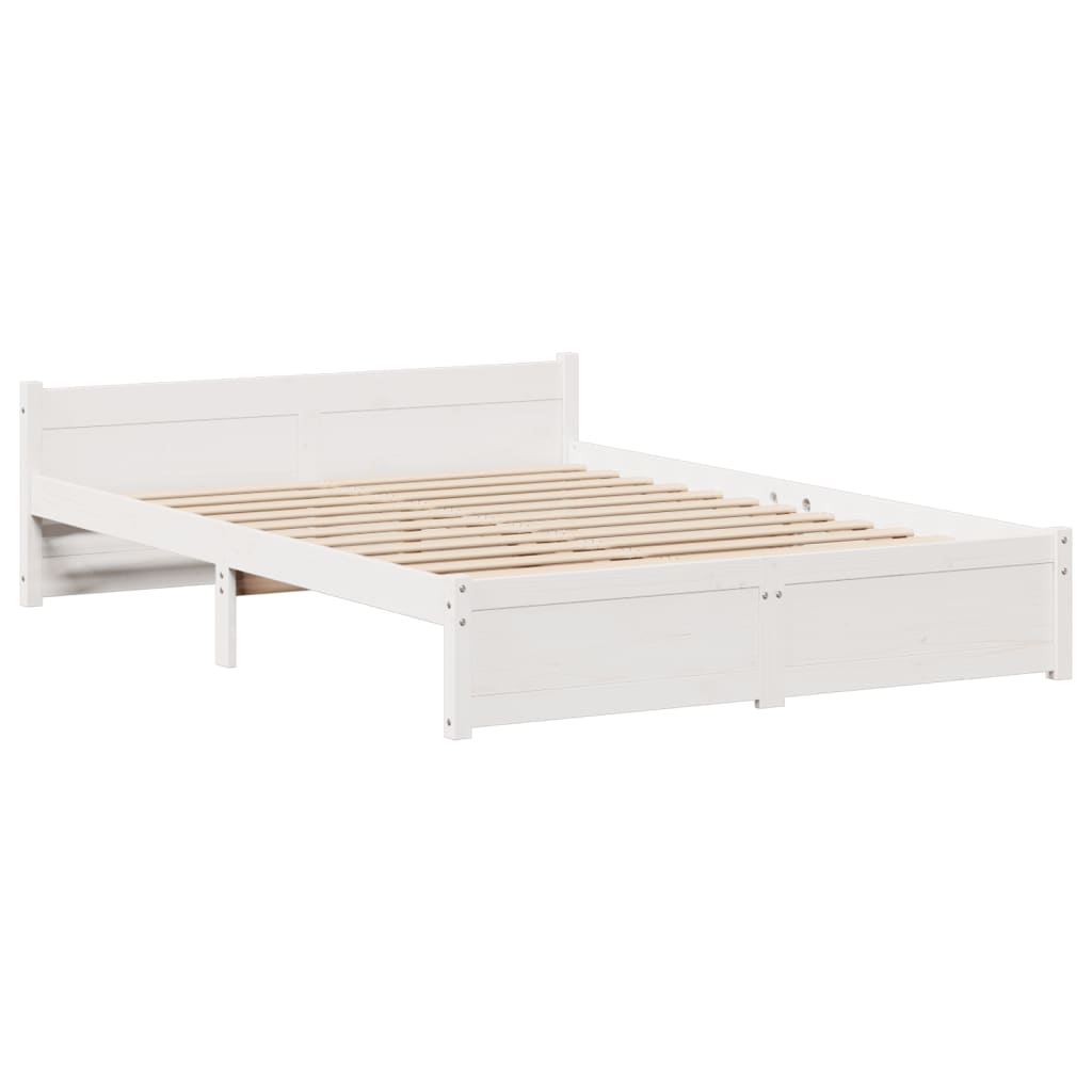 Sengeramme Med Sengegavl 120x190 Cm Massivt Fyrretræ Hvid - Billede 5
