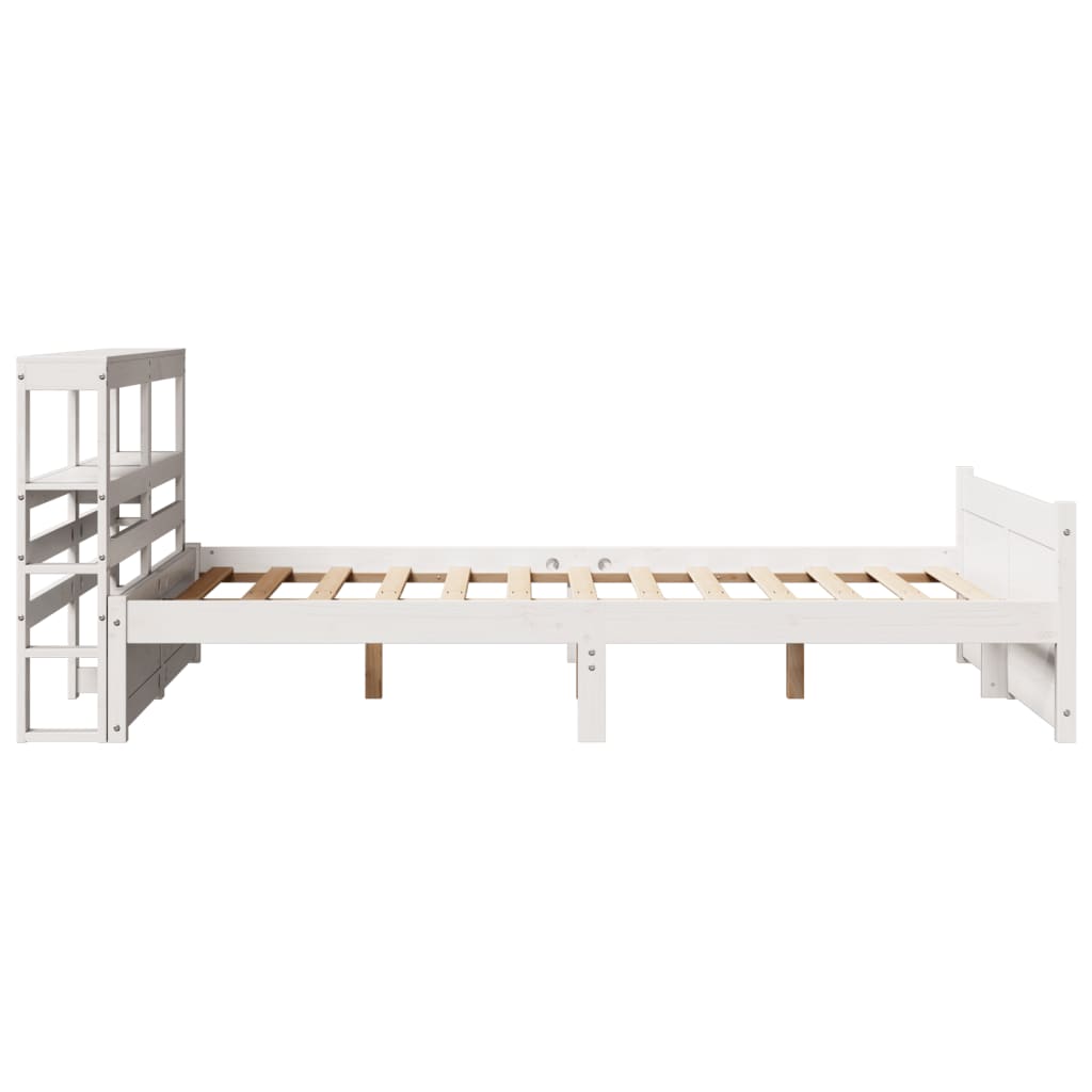 Sengeramme Med Sengegavl 120x190 Cm Massivt Fyrretræ Hvid - Billede 7