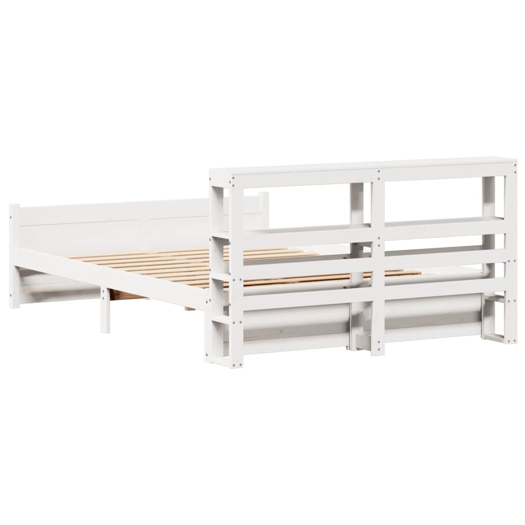 Sengeramme Med Sengegavl 120x190 Cm Massivt Fyrretræ Hvid - Billede 8