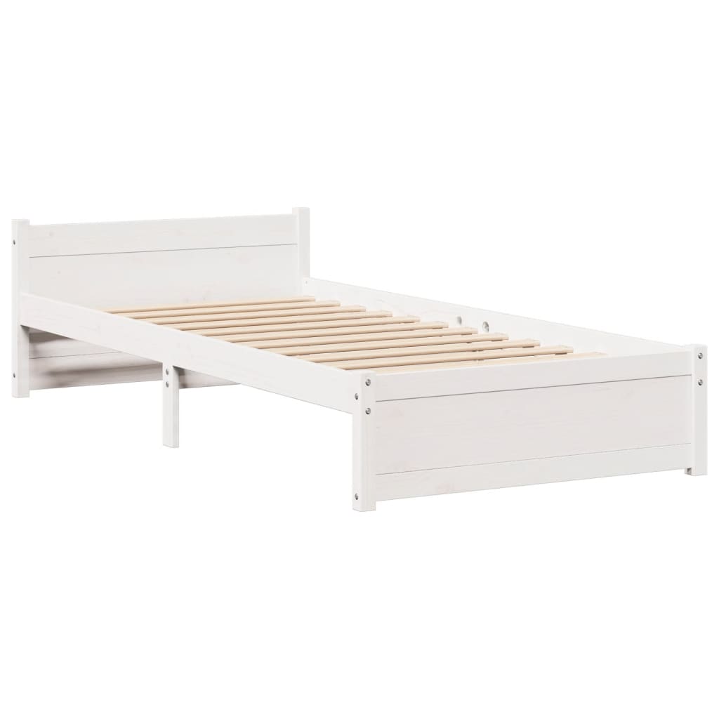 Sengeramme Med Hovedgærde Uden Madras Hvid 90x200 Cm - Billede 5