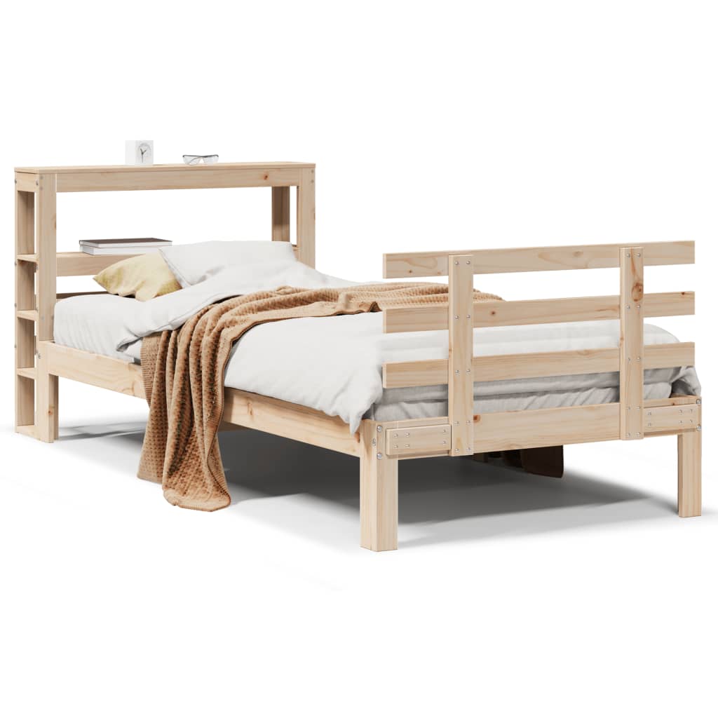Sengeramme Med Sengegavl 100x200 Cm Massivt Fyrretræ - Billede 2