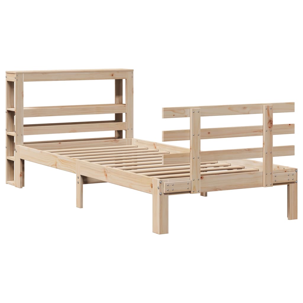 Sengeramme Med Sengegavl 100x200 Cm Massivt Fyrretræ - Billede 3