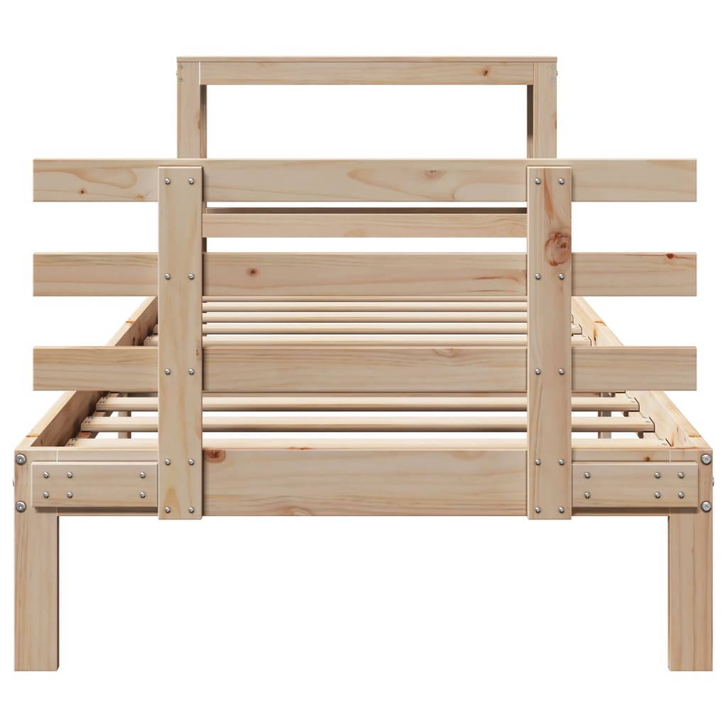 Sengeramme Med Sengegavl 100x200 Cm Massivt Fyrretræ - Billede 4