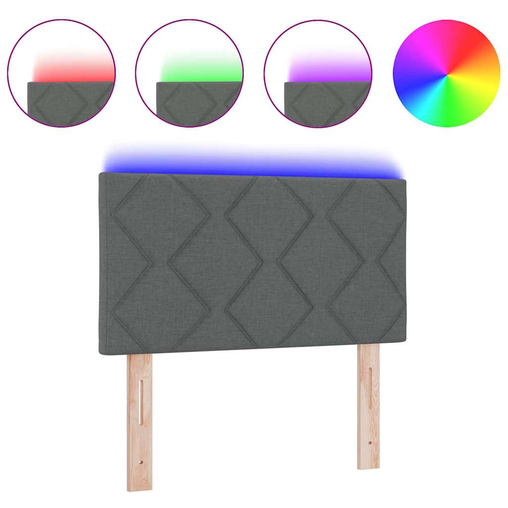 Hovedgærde Med Led -strimmellys Med Hovedgærde Grå 80 Cm Stof - Billede 3