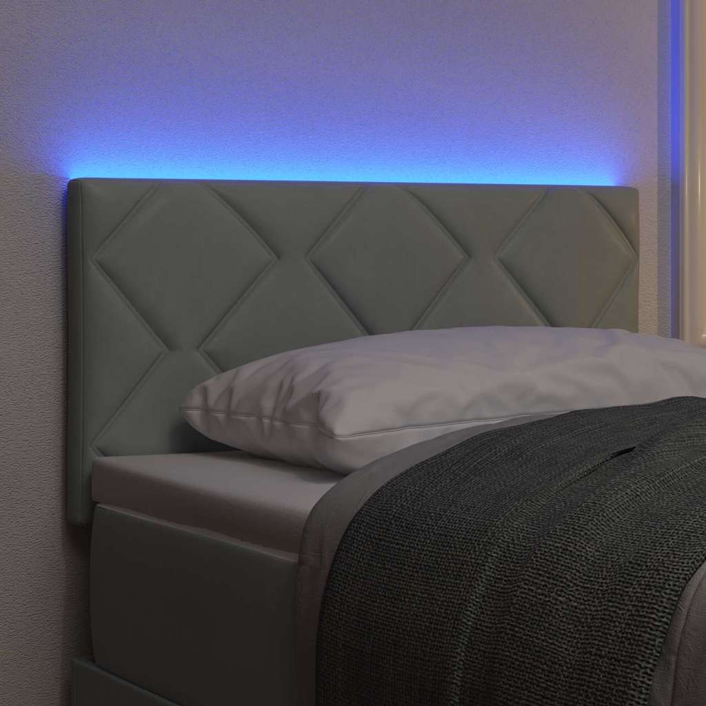 Led-sengegavl Med Led -strimmellys Lysegrå 80 Cm Fløjl - Billede 5