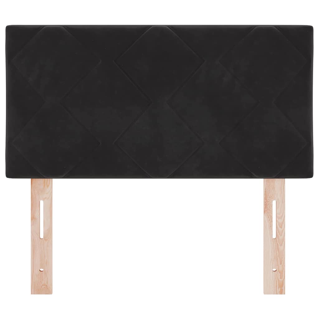 Led-sengegavl Med Led -strimmellys Geometrisk Sort 80 Cm Fløjl - Billede 6