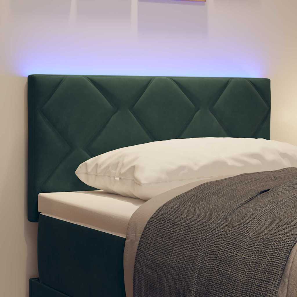 Led-sengegavl Med Led -strimmellys Mørkegrøn 80 Cm Fløjl - Billede 5