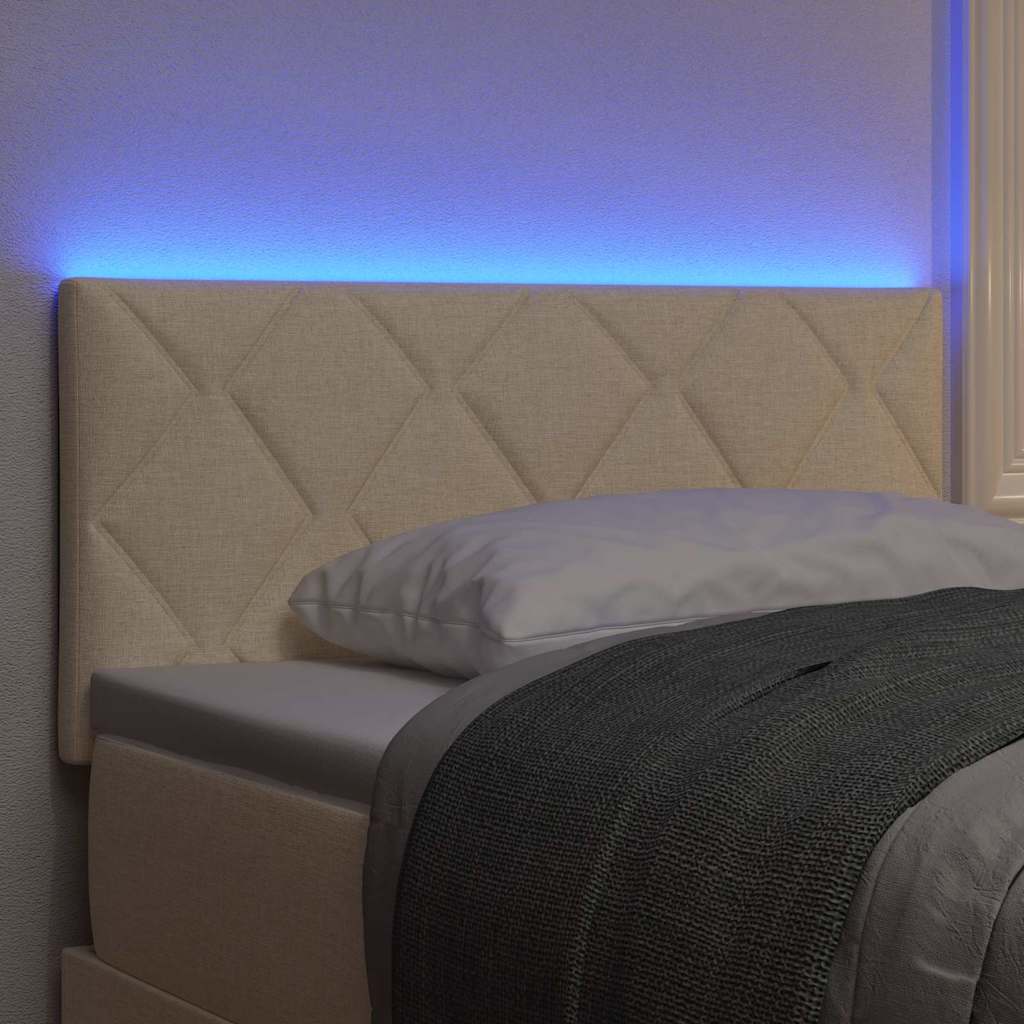 Hovedgærde Med Led -strimmellys Med Hovedgærde Creme 90 Cm Stof - Billede 5