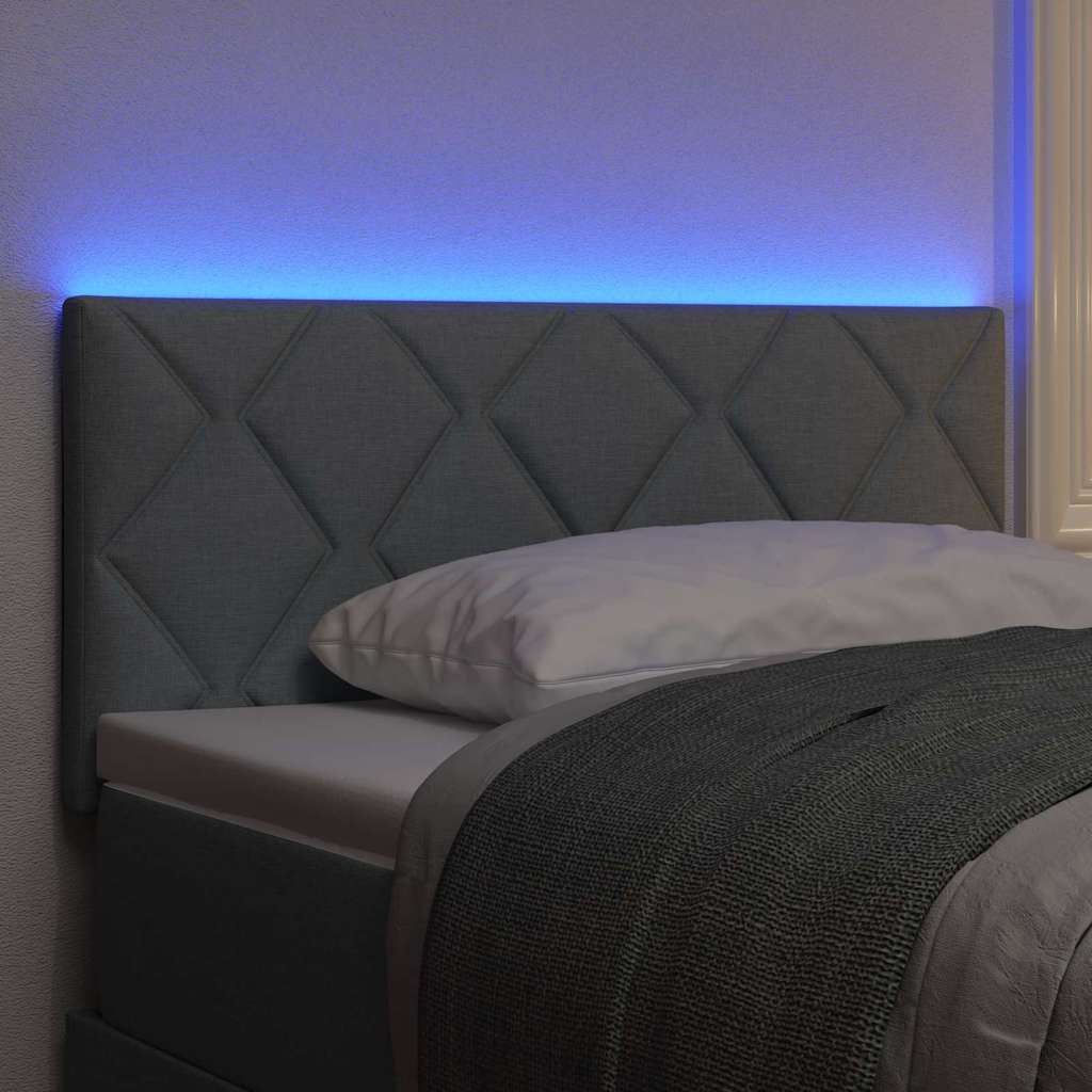 Hovedgærde Med Led -strimmellys Lysegrå 100 Cm Stof - Billede 4