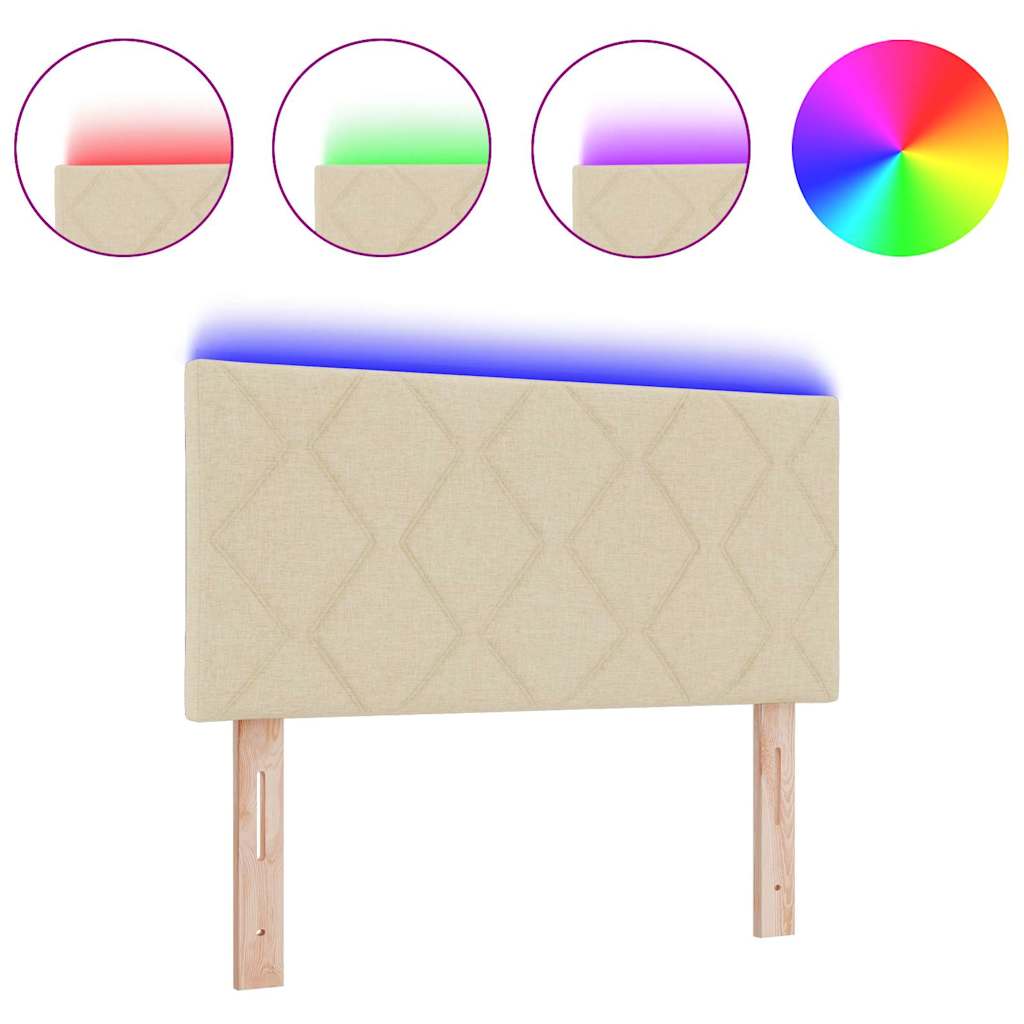 Hovedgærde Med Led -strimmellys Indstillelig Creme 100 Cm Stof - Billede 3
