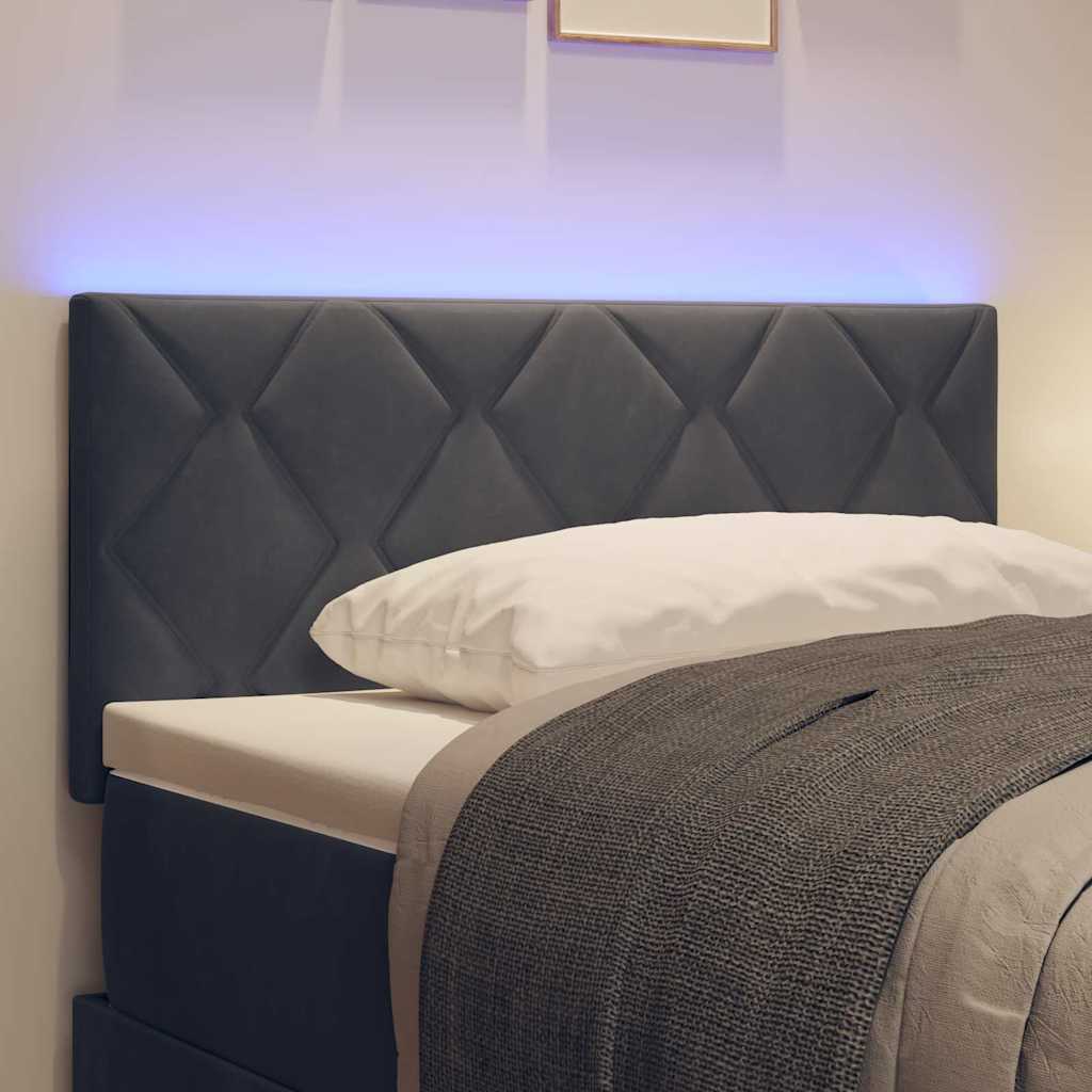 Led-sengegavl Med Led -strimmellys Mørkegrå 100 Cm Fløjl - Billede 5
