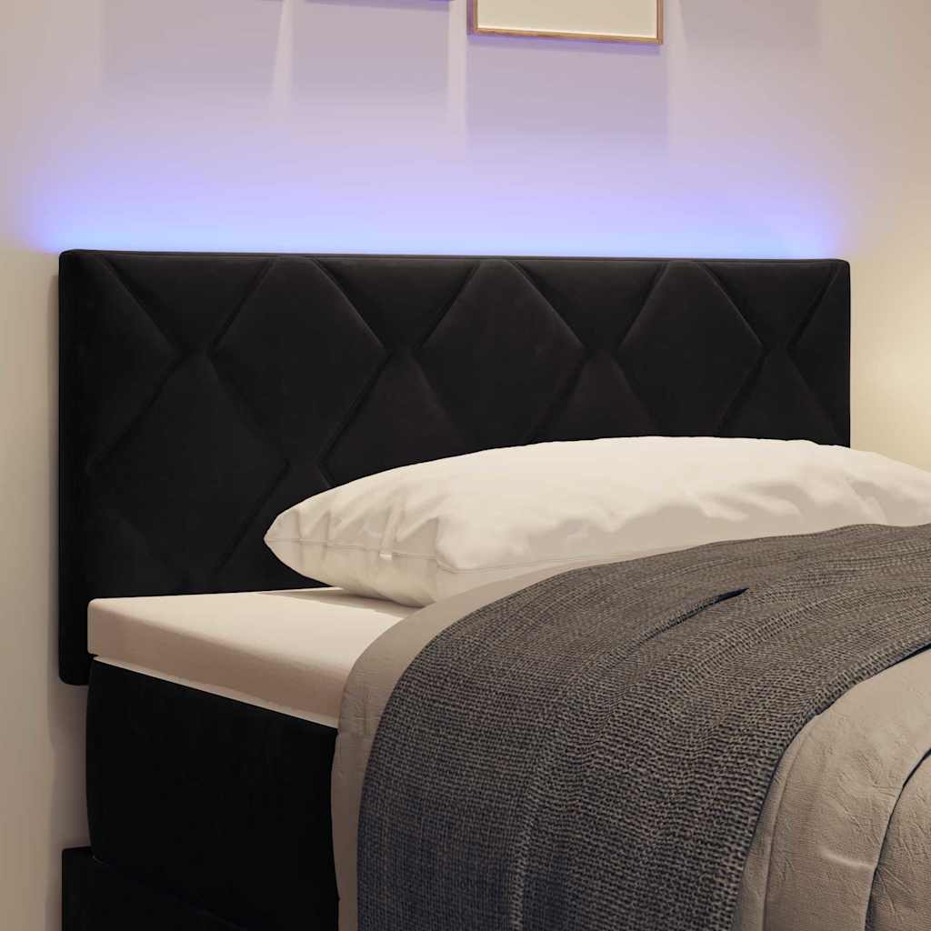 Led-sengegavl Med Led -strimmellys Argyle Sort 100 Cm Fløjl - Billede 5